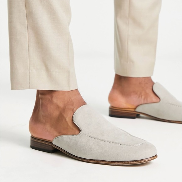 ASOS DESIGN backless mule loafers in stone faux suede with natural sole - Picture 2 of 11